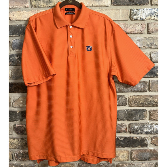 Auburn Tigers Men’s L Orange Divots Performance Polo Shirt Textured Stripe Logo - Picture 2 of 11